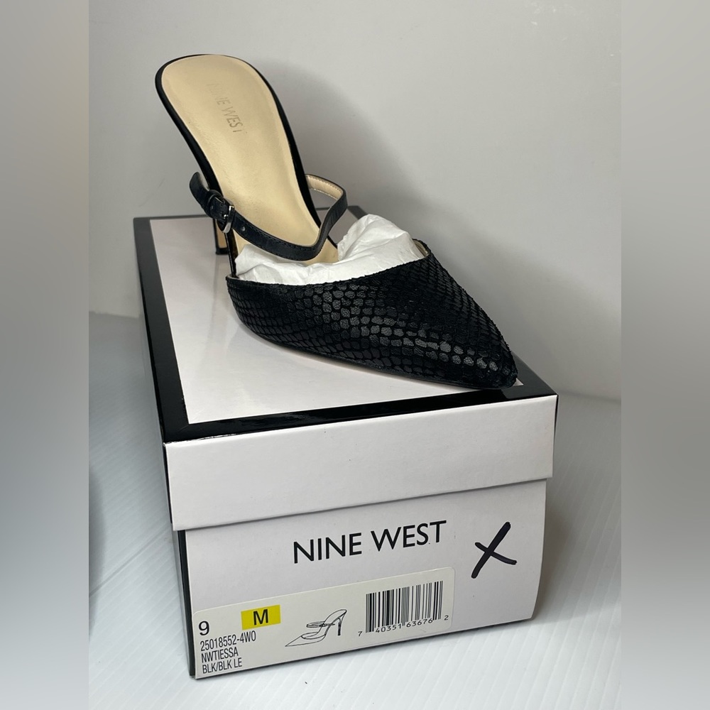 Nine West stylish mule. Size 9. Black. 3” heel.